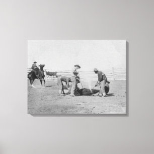 Toile Cowboys stigmatisant un veau PhotographSouth