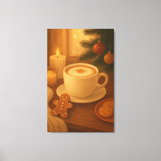 Toile Cozy Holiday coffee Stretched Canvas Print