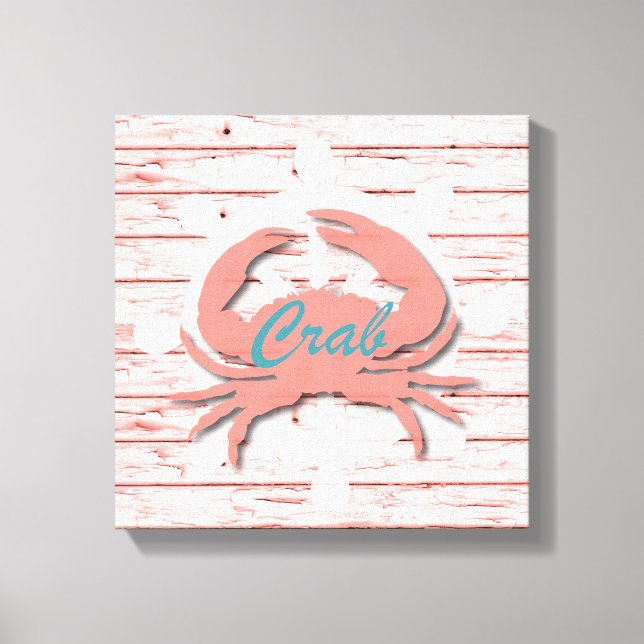 Toile Crabe nautique rustique sur la copie patinée en (Recto)