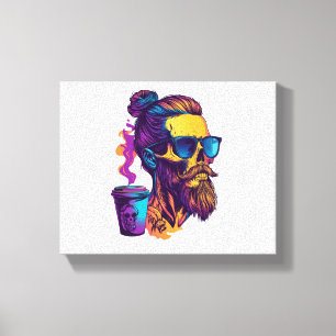 Toile Crâne caféiné - Drôle Squelette Barista