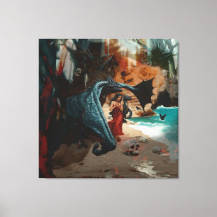Toile Crâne de dragon Abstrait Occulte Cuisine foncée AI