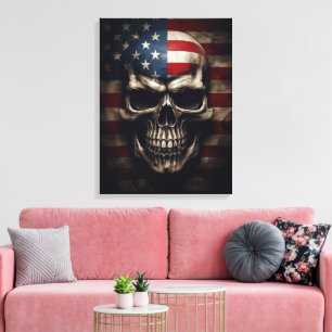 Toile Crâne de drapeau américain