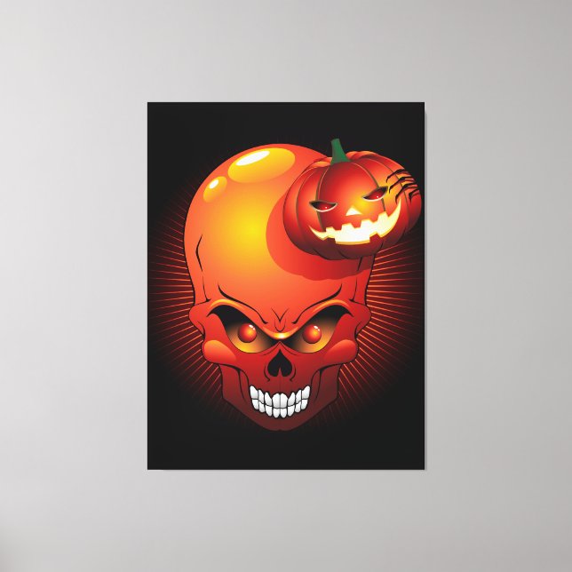 Toile Crâne d'Halloween et Citrouille (Recto)