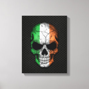 Toile Crâne drapeau irlandais sur acier Mesh Graphic