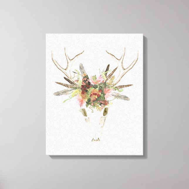 Toile Crâne et fleurs de cerfs (Recto)