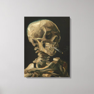 Toile Crâne squelettique avec la cigarette brûlante pa