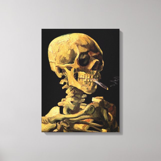 Toile Crâne Van Gogh Avec Cigarette Brûlante Grande Toil (Recto)