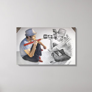 Toile Crayon contre l'appareil-photo - miroir 3D