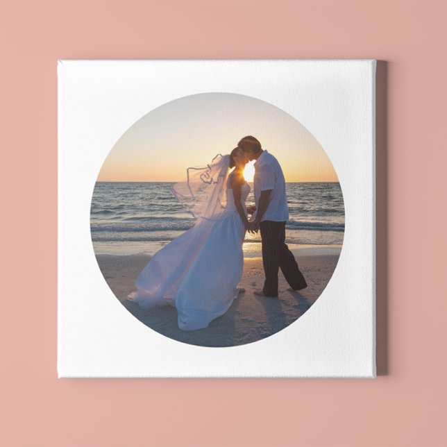 Toile Créer votre propre photo Mariage de forme circulai (Circle Shape Wedding Photo Canvas Print)