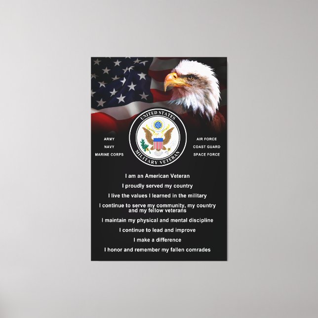 Toile Crème de VÉTÉRAN militaire des États-Unis (Recto)