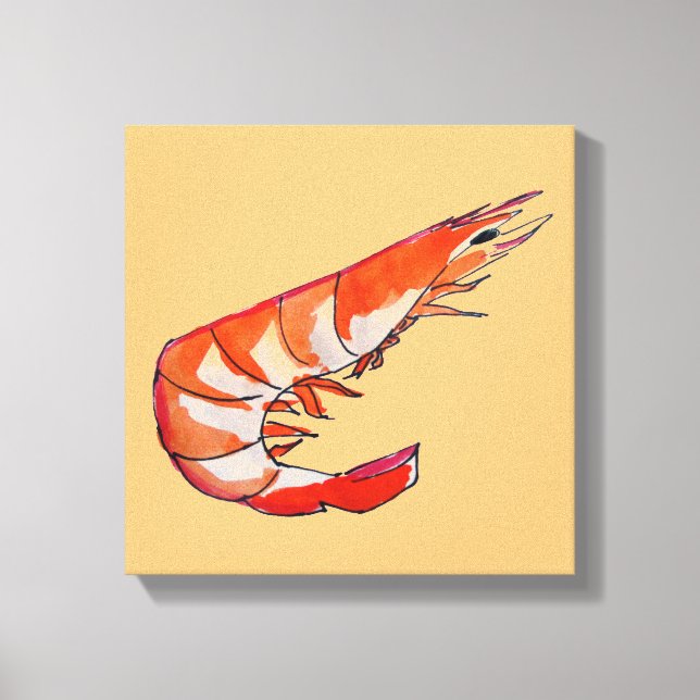 Toile crevettes crevettes crustacés illustration art mar (Recto)