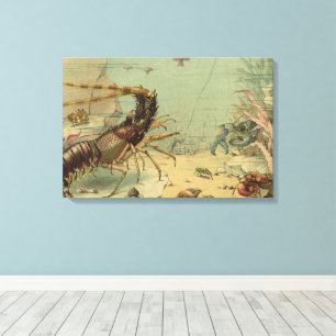 Toile Crevettes, Vie marine sous-marine, Animaux marins 