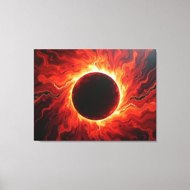 Toile Crimson Eclipse - Fiery Red & Black 40"x32" (Recto)