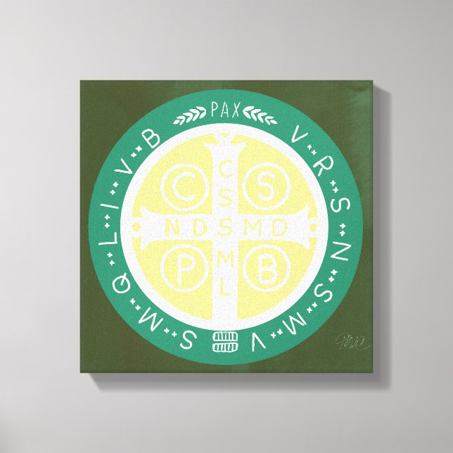 Toile Croix bénédictine fantaisie n° 1 verte (Recto)