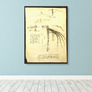 Toile Croquis de l'aile de la machine volante de Léonard