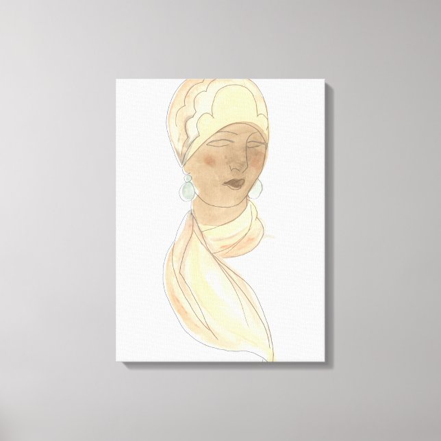 Toile Croquis de mode Flapper - Femme avec Écharpe (Recto)