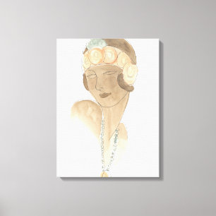 Toile Croquis de mode Flapper - Femme avec pièce à cheve