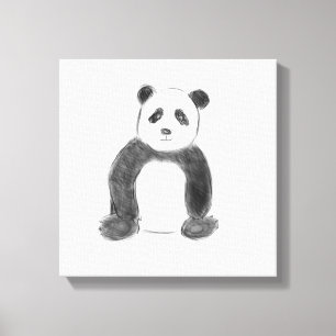 Toile Croquis de panda en noir et blanc
