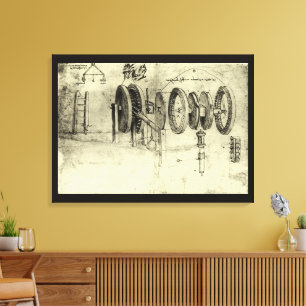Toile Croquis d'ingénierie d'une roue de Léonard de Vinc