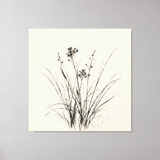 Toile Croquis Graceful Reeds : Dessin détaillé au crayon