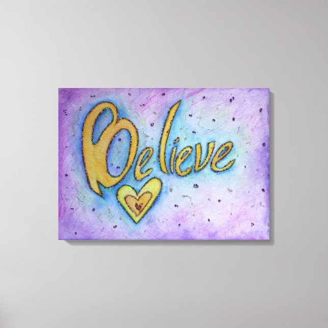 Toile Croyez Inspirational Word Peinture Canvas Art (Recto)
