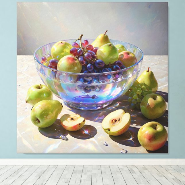 Toile *~*Crystal Bowl Still Life Fruit Art Don SC6 (Insitu (Plancher de Bois))