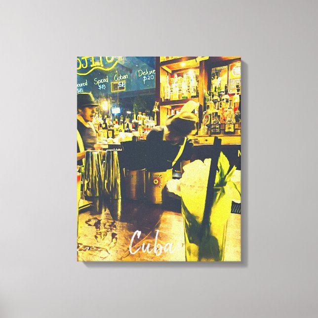 Toile Cuba funky Mojito bar imprimé voyage (Recto)