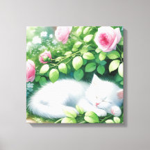 Cube Kitten Blanc Nappant Sous Rosebush