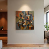 Cubiste Abstrait Tons Terre 3D Cubes
