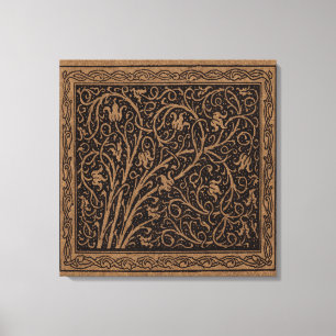 Toile Cuir à outils Brown Art Nouveau Floral