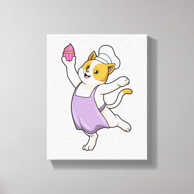 Toile Cuire au chat avec tablier de Cuisine et muffin (Recto)