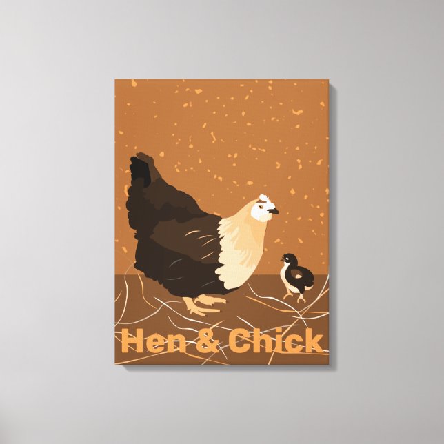 Toile Cuisine moderne Sandy-orange Hen & Chick (Recto)