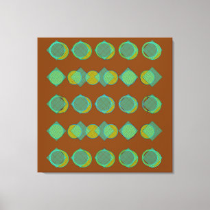 Toile Cuivre moderne Brown Cercles verts Diamants Motif