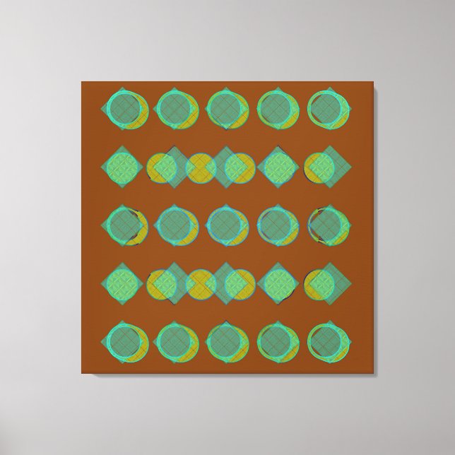 Toile Cuivre moderne Brown Cercles verts Diamants Motif (Recto)