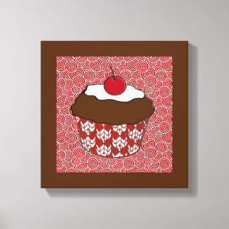 Toile Cupcake au chocolat sur Motif rouge et blanc