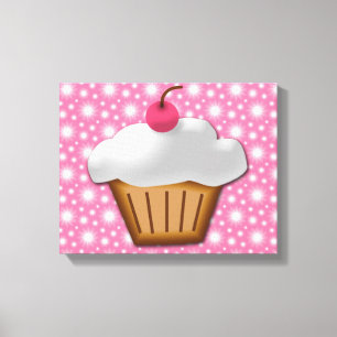 Toile Cupcake coupé avec cerise rose sur le dessus