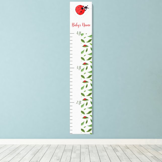 Toile Custom Name Ladybug Growth Chart for Kids (Insitu (Plancher de Bois))