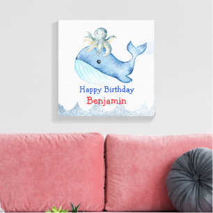 Toile Cute arc-en-ciel poulpe Poisson de baleine Fête d'