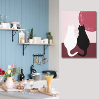 Cute Black & White Cat Pair Sunset Canvas
