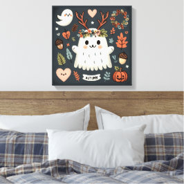 Toile Cute Boho Automne Fantôme couronne Décale murale