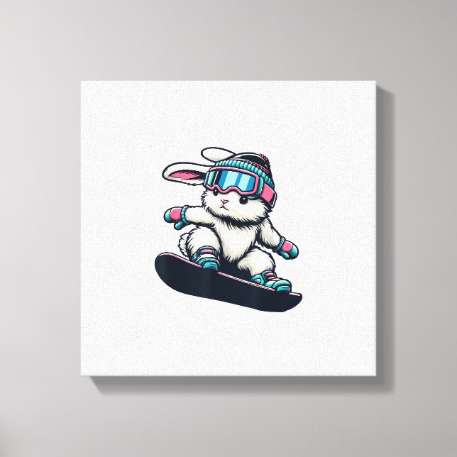 Toile Cute Bunny Performing Snowboarding Trick Kids East (Recto)