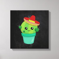 Cute Cactus dans un Sombrero sur tableau noir