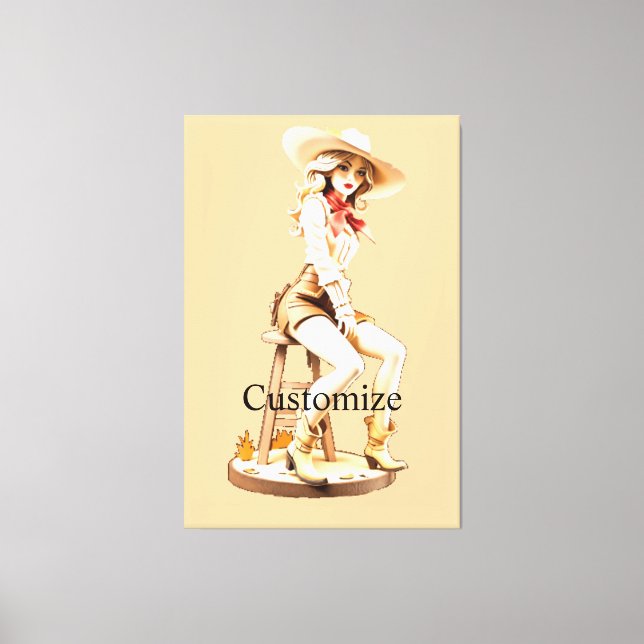 Toile Cute Cowgirl Sitting Thunder_Cove (Recto)