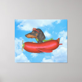 Toile Cute Dachshund dans l'avion Red Sausage