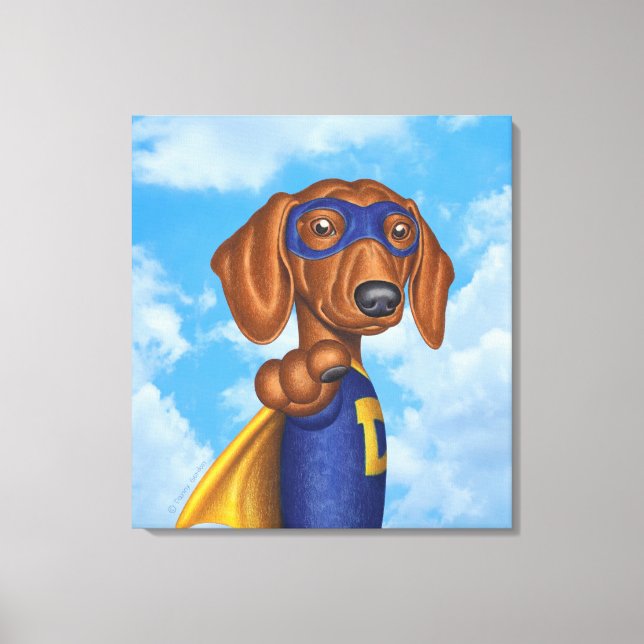 Toile Cute Dachshund Superhero (Recto)