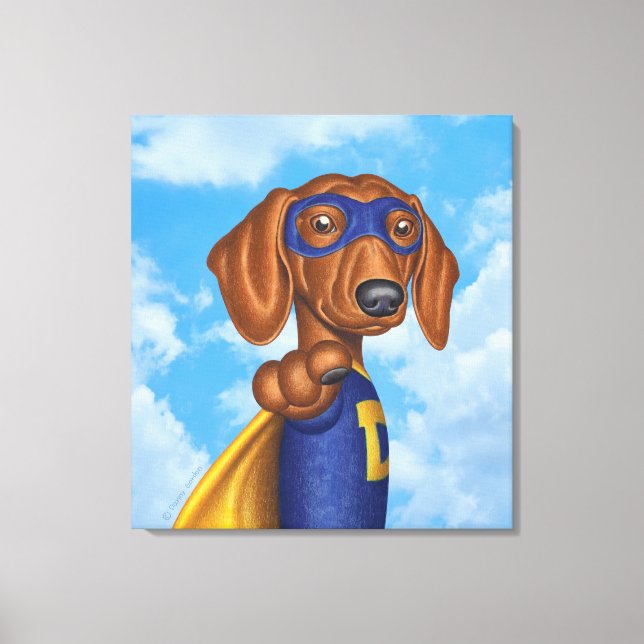 Toile Cute Dachshund Superhero (Recto)