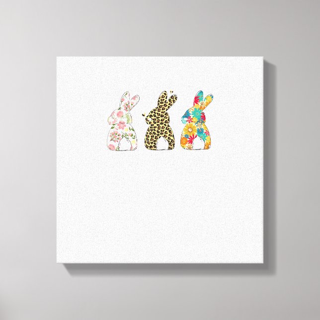 Toile Cute Easter Bunnies Leopard Bunny and Flower Bunni (Recto)