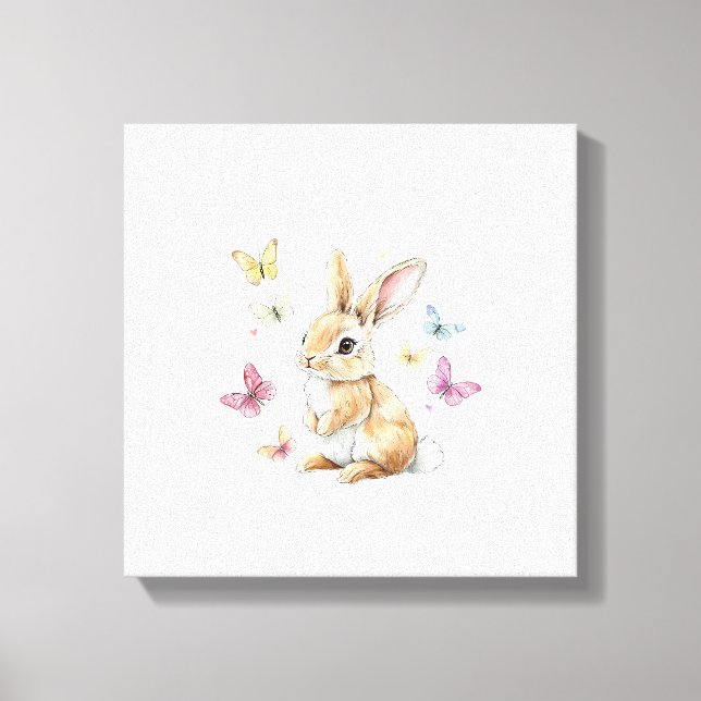 Toile Cute Easter Bunny Rabbit Butterfly T-Shirt (Recto)