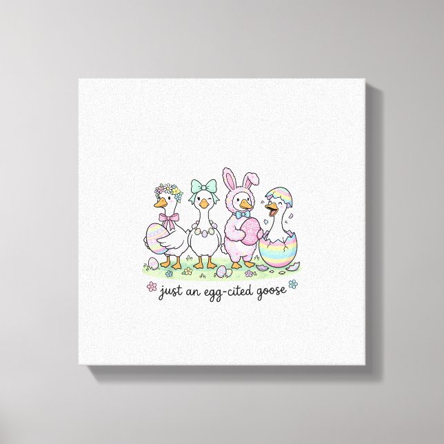 Toile Cute Just an Eggcited Goose Easter Day Girl Women  (Recto)