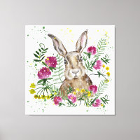 Cute lapin en fleurs d'aquarelle